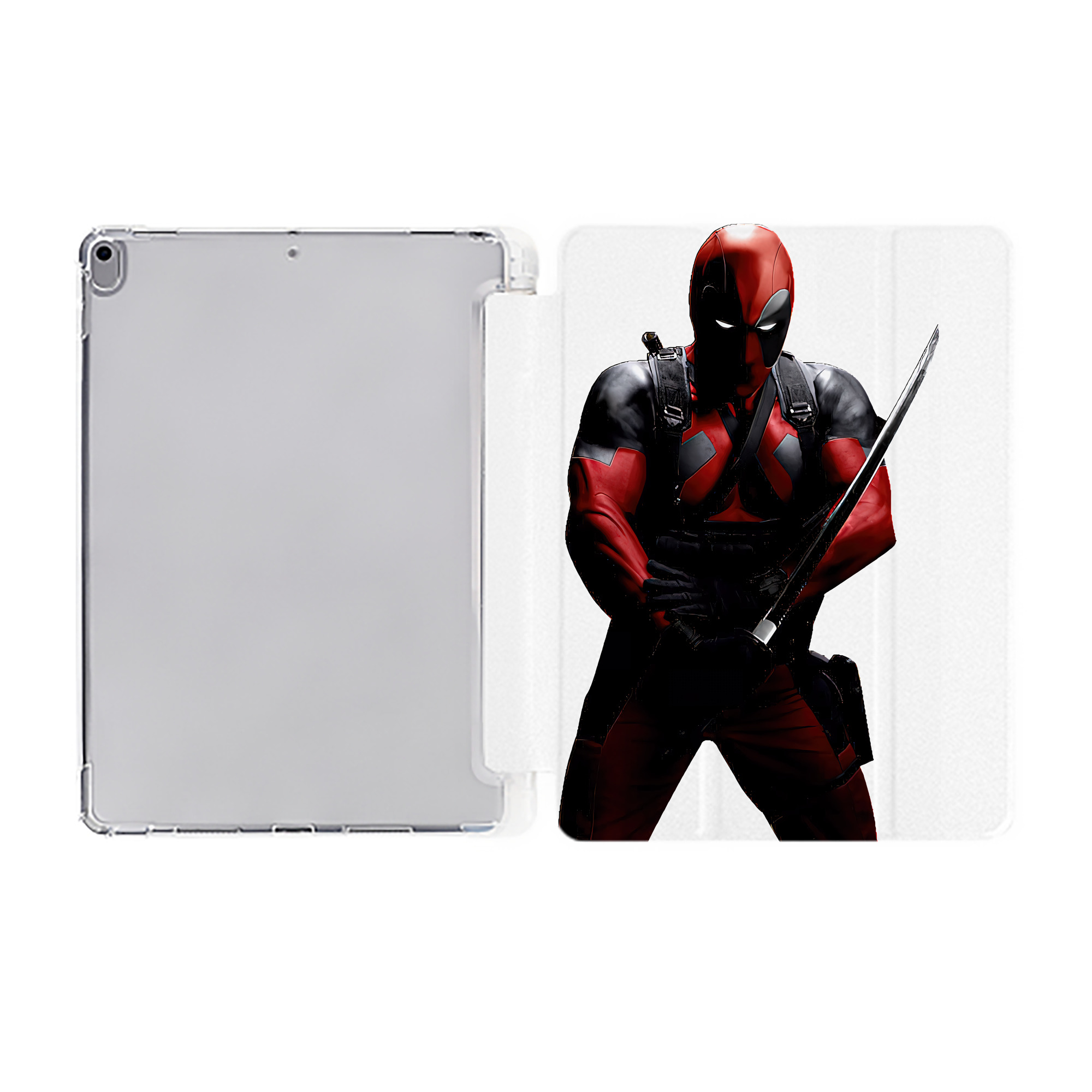 （画像用） Deadpool デッドプール IPad ケース ペン収納付き 三つ折りスタンド PUレザー×シリコン 対応機種9.5/10.5/10.9インチ